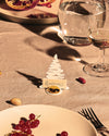 White Barkplace tree place card holder by Alessi, featuring a wooden name tag and golden orb.
