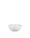 White bowl by Alessi with a smooth, glossy finish and classic rounded shape.
