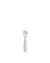 A silver fish fork by Alessi with a three-pronged head and a handle featuring a fish scale texture.