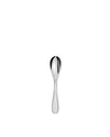 Small silver stainless steel spoon by Alessi with a sleek, modern design, centered on a white background.