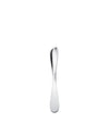 Sleek stainless steel butter knife by Alessi, featuring an elegant curved handle and tip.
