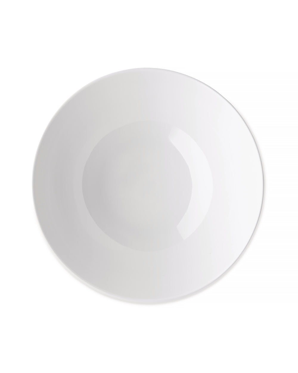 White ceramic bowl by Alessi, glossy and circular, viewed from above.