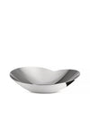 Silver metallic bowl by Alessi, featuring a unique wavy, organic silhouette and highly polished finish.