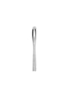 Silver-colored spoon by Alessi with an ornate engraved handle.