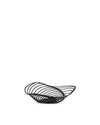 Black metal decorative bowl by Alessi with a sculptural wavy openwork design.