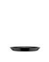 Black serving dish by Alessi with a glossy finish and gently curved sides, viewed head-on.