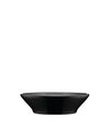 Glossy black bowl by Alessi, with a wide, shallow design and smooth finish, shown from a front angle.