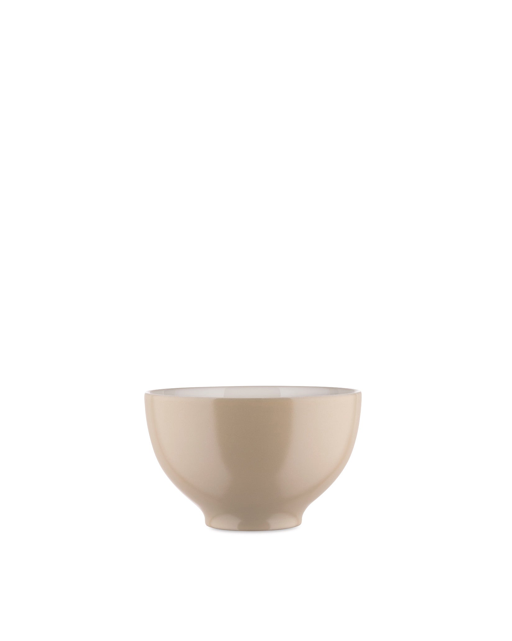 Smooth beige bowl by Alessi with a contrasting white interior and subtle base.