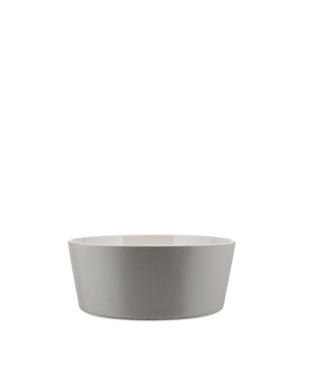 Grey ceramic bowl by Alessi with a matte exterior and glossy light interior.