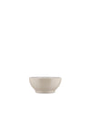 Smooth light beige ceramic bowl by Alessi, in a minimalist design, front view.
