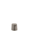 Gray minimalist ceramic creamer by Alessi, featuring a sleek cylindrical body and pouring spout.