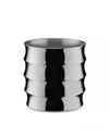 Silver metal glass by Alessi with a wavy ribbed exterior.