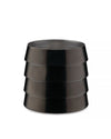 Dark-toned tiered glass by Alessi featuring a stacked, subtly reflective design.