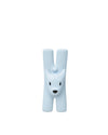 Light blue Giampo animal figurine by Alessi, featuring an H-shaped body, black eyes, and nose.