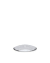 Clear round spare part by Alessi, transparent with a raised center and subtle rim.