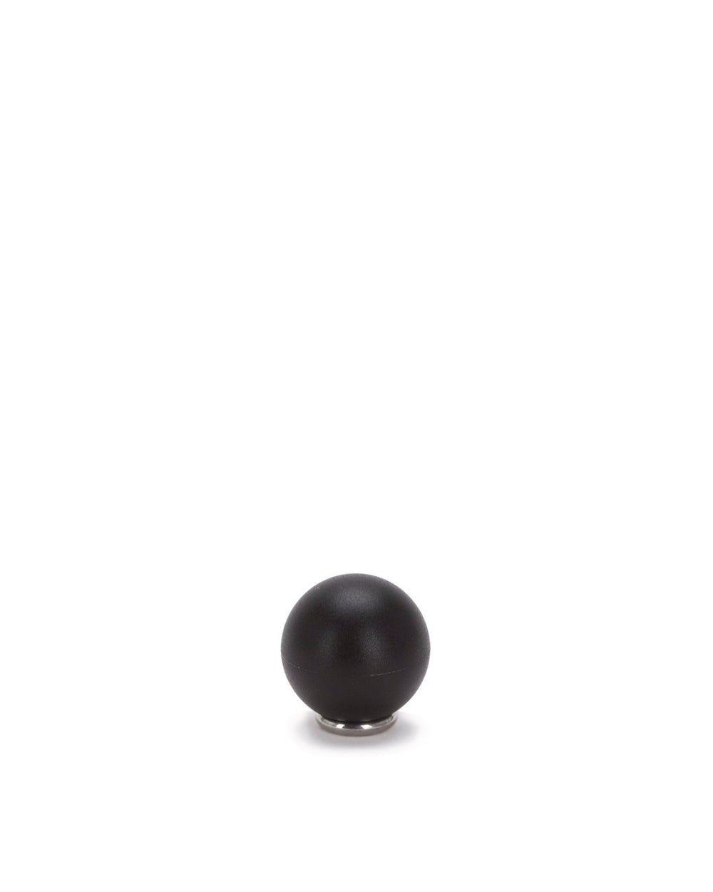 Black spherical spare part by Alessi with a shiny silver disc base.