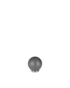 Dark gray spherical spare part by Alessi with a matte texture on a polished metal base.