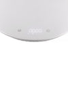 White digital kitchen scale by Alessi with '0.000' displayed, showing lb and oz units, and unit/power buttons.